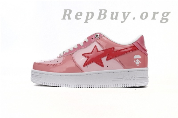 A Bathing Ape Bape Sta Low Pink Paint Leather 1H2-019-1046