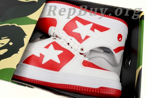 Bape Sta Low Red And White, Bape Shoes Replica, High Quality Bape Sneakers, Bape Sta Low OZXSH W291 328, Best Bape Replica Shoes, 1:1 Bape Sta Low, Bape Red And White Sneakers, Premium Bape Replicas