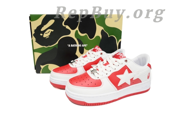 Bape Sta Low Red And White, Bape Shoes Replica, High Quality Bape Sneakers, Bape Sta Low OZXSH W291 328, Best Bape Replica Shoes, 1:1 Bape Sta Low, Bape Red And White Sneakers, Premium Bape Replicas