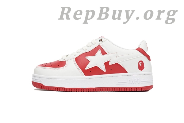 Bape Sta Low Red And White, Bape Shoes Replica, High Quality Bape Sneakers, Bape Sta Low OZXSH W291 328, Best Bape Replica Shoes, 1:1 Bape Sta Low, Bape Red And White Sneakers, Premium Bape Replicas