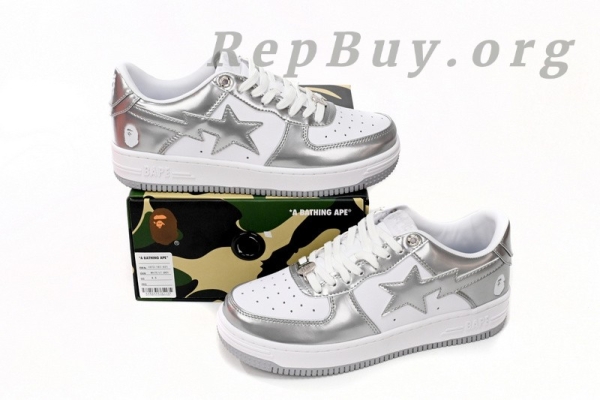 A Bathing Ape Bape Sta Low Silver 1H73 191 921 - 图片 14