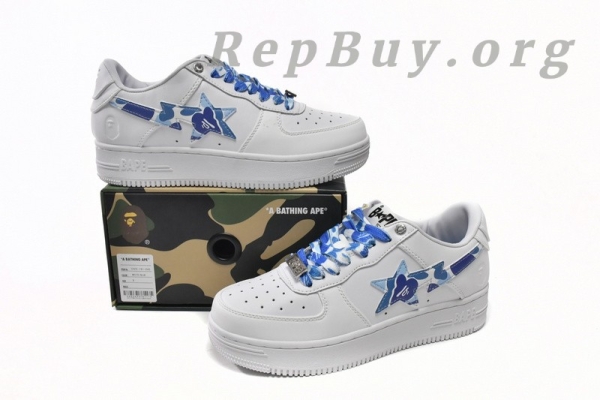 A Bathing Ape Bape Sta Low White Blue Camouflage 1H20-191-045 - 图片 15