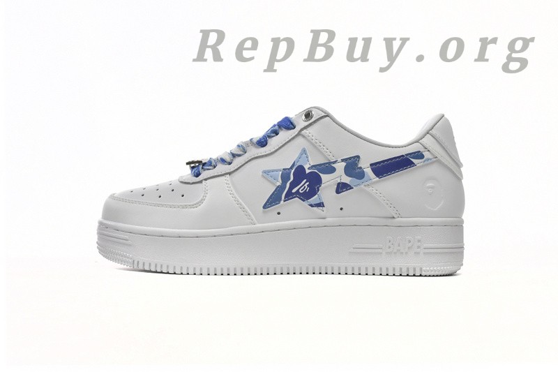 Best A Bathing Ape Bape Sta Low White Blue Camouflage 1H20-191-045 Replica