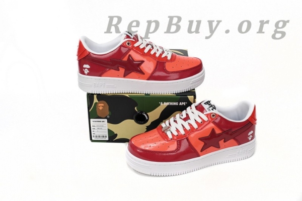 A Bathing Ape Bape Sta Low White Dark Red Mirror Surface 1H20 191 046 - Image 14
