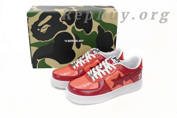 A Bathing Ape Bape Sta Low White Dark Red Mirror Surface 1H20 191 046 - Image 15