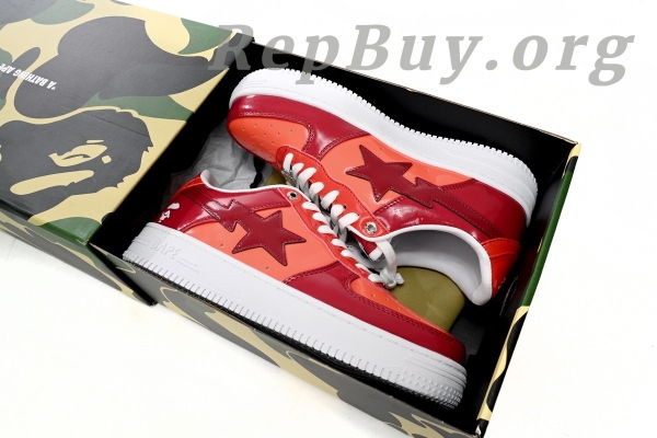 A Bathing Ape Bape Sta Low White Dark Red Mirror Surface 1H20 191 046 - Image 16