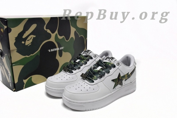 A Bathing Ape Bape Sta Low White Green Camouflage 1H20-191-045 - 图片 17
