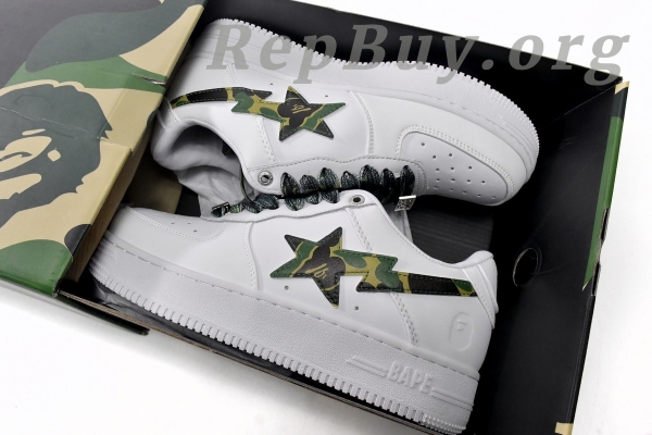 A Bathing Ape Bape Sta Low White Green Camouflage 1H20-191-045 - 图片 18