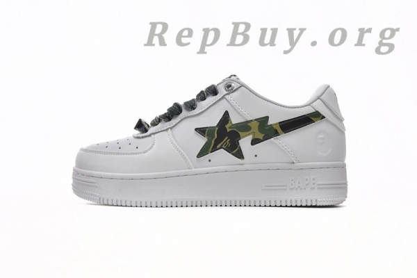 A Bathing Ape Bape Sta Low White Green Camouflage 1H20-191-045