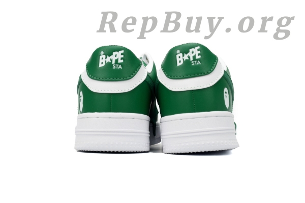 Bape Sta Low White Green Star, High Quality Bape Replica, Bape Shoes Replica, Best Bape Sta Copy, A Bathing Ape Fake Shoes, Premium Bape Sneakers, Bape Sta Low OZXSHM 191 306M Replica