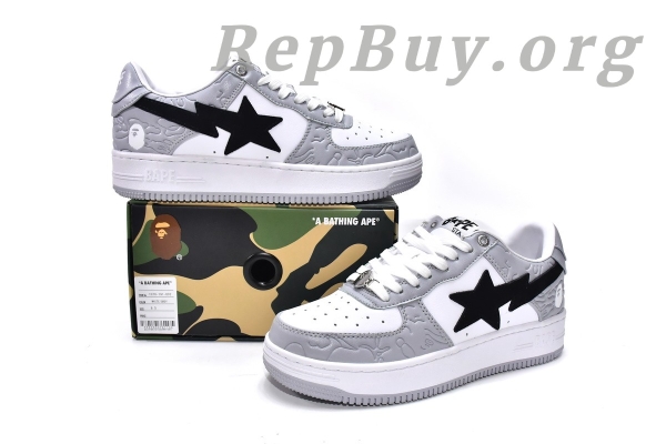 A Bathing Ape Bape Sta Low White Grey 1H70-191-002 - 图片 4