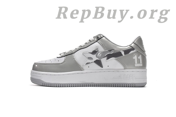 A Bathing Ape Bape Sta Low White Grey Mirror Surface - 图片 2