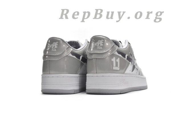 A Bathing Ape Bape Sta Low White Grey Mirror Surface - 图片 4