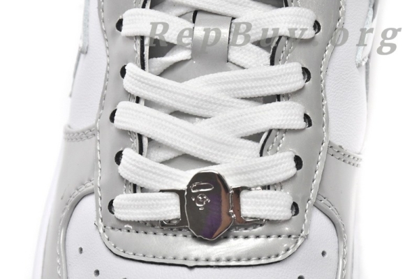 A Bathing Ape Bape Sta Low White Grey Mirror Surface - 图片 7
