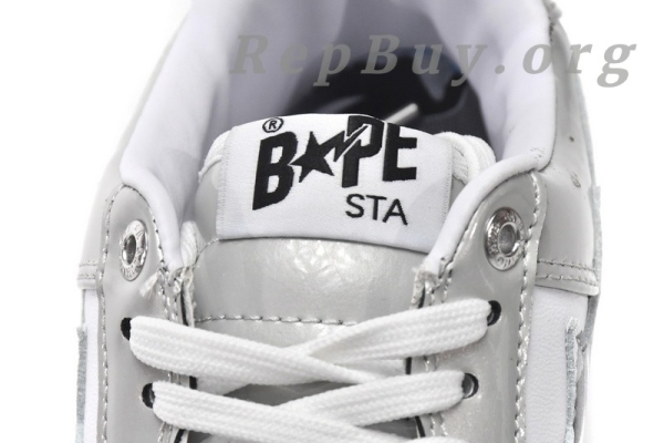 A Bathing Ape Bape Sta Low White Grey Mirror Surface - 图片 8