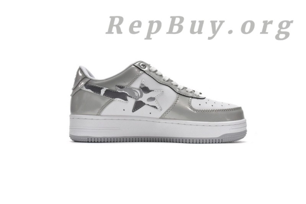 A Bathing Ape Bape Sta Low White Grey Mirror Surface - 图片 3