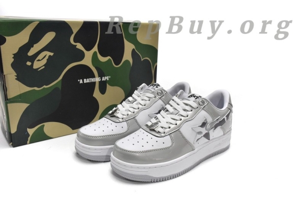 A Bathing Ape Bape Sta Low White Grey Mirror Surface - 图片 17