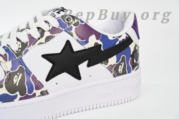 A Bathing Ape Bape Sta Low White Purple Color Spray 1J22 291 004 - Image 7