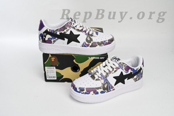 A Bathing Ape Bape Sta Low White Purple Color Spray 1J22 291 004 - Image 13