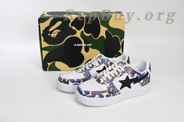 A Bathing Ape Bape Sta Low White Purple Color Spray 1J22 291 004 - Image 14