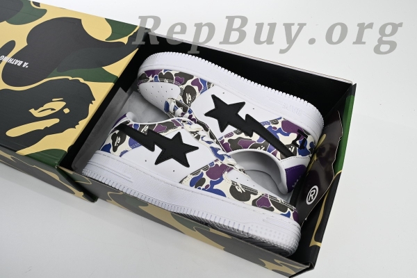 A Bathing Ape Bape Sta Low White Purple Color Spray 1J22 291 004 - Image 15