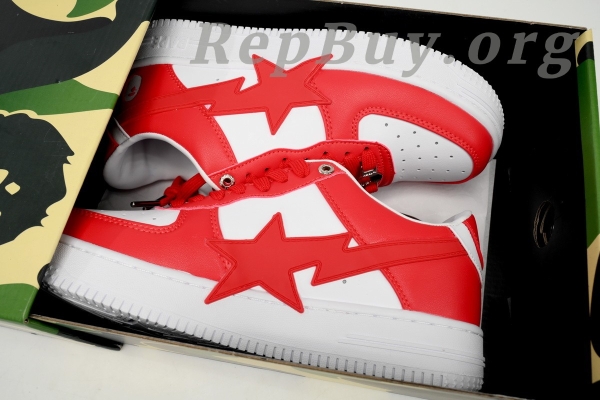 Bape Sta Low White Red Star, High Quality Bape Replica, Bape Shoes Replica, Bape Sta Low OZXSHM 191 306M, Best Bape Sneakers Copy, 1:1 Bape Sta Low, AAA Bape Replica Shoes