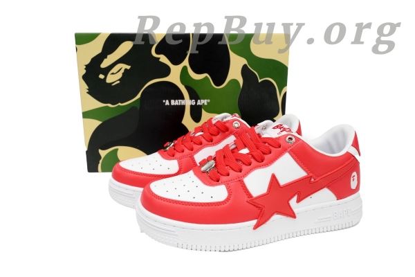 Bape Sta Low White Red Star, High Quality Bape Replica, Bape Shoes Replica, Bape Sta Low OZXSHM 191 306M, Best Bape Sneakers Copy, 1:1 Bape Sta Low, AAA Bape Replica Shoes