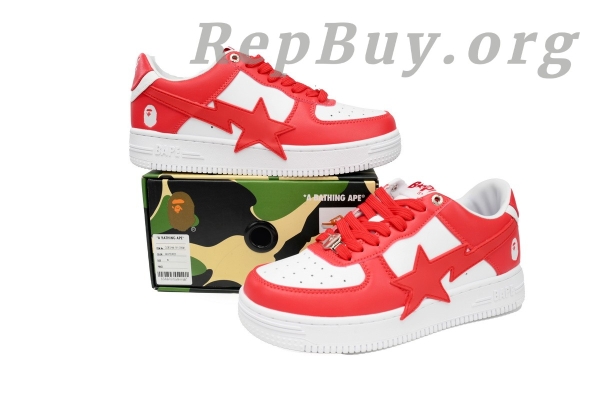 Bape Sta Low White Red Star, High Quality Bape Replica, Bape Shoes Replica, Bape Sta Low OZXSHM 191 306M, Best Bape Sneakers Copy, 1:1 Bape Sta Low, AAA Bape Replica Shoes