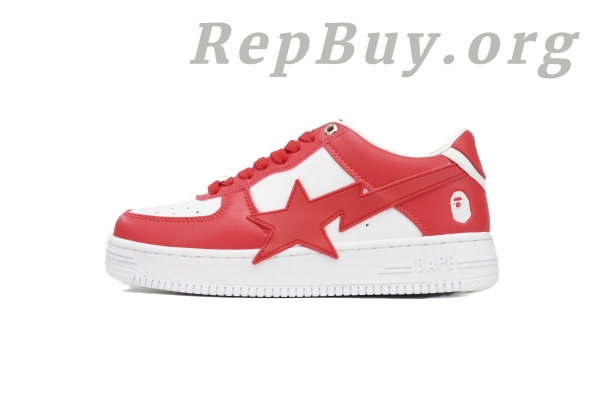 Bape Sta Low White Red Star, High Quality Bape Replica, Bape Shoes Replica, Bape Sta Low OZXSHM 191 306M, Best Bape Sneakers Copy, 1:1 Bape Sta Low, AAA Bape Replica Shoes