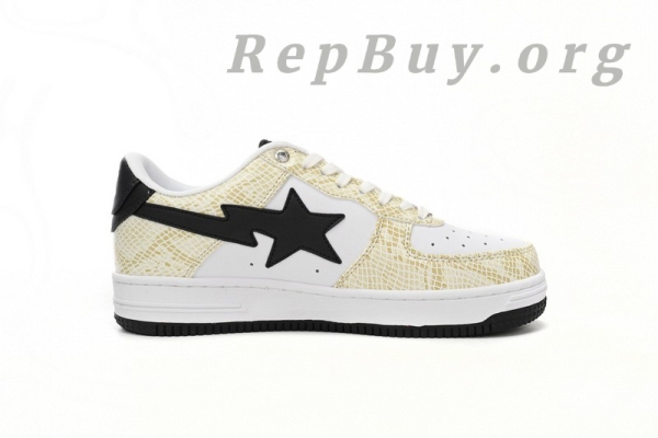 A Bathing Ape Bape Sta Low White Snake Skin Pattern 1I80 191 009 - Image 3