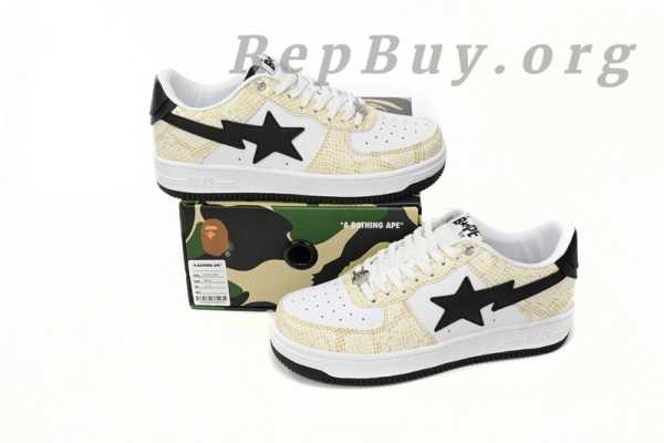A Bathing Ape Bape Sta Low White Snake Skin Pattern 1I80 191 009 - Image 14
