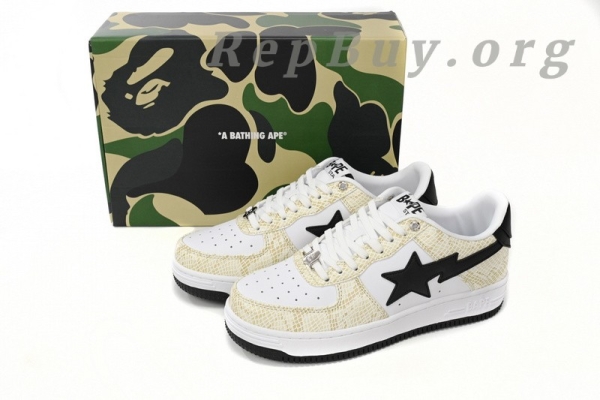 A Bathing Ape Bape Sta Low White Snake Skin Pattern 1I80 191 009 - Image 15