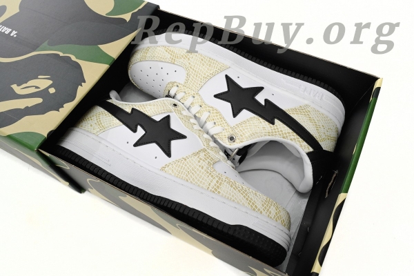 A Bathing Ape Bape Sta Low White Snake Skin Pattern 1I80 191 009 - Image 16