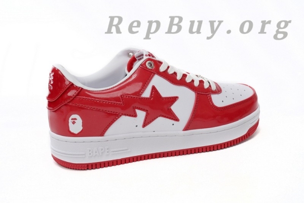 A Bathing Ape Bape Sta Patent Leather White Red (2023) 1170 191 022 - Image 8