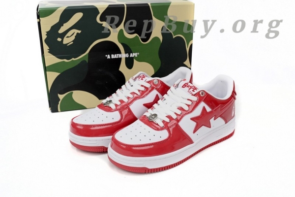 A Bathing Ape Bape Sta Patent Leather White Red (2023) 1170 191 022 - Image 14