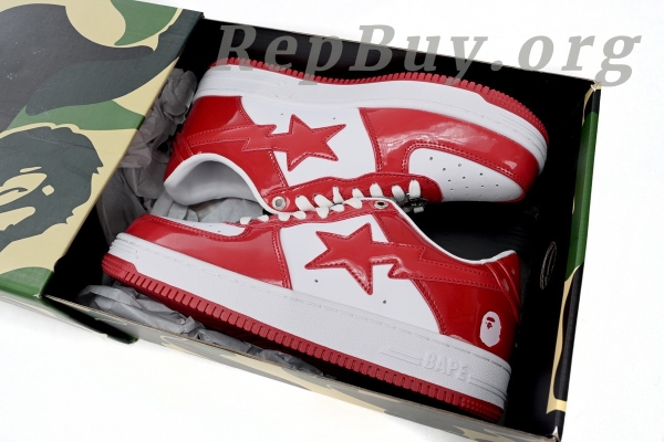 A Bathing Ape Bape Sta Patent Leather White Red (2023) 1170 191 022 - Image 15