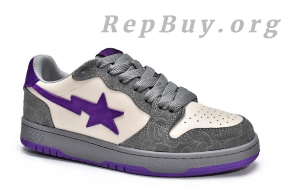 A Bathing Ape Court Sta Mist Grey Royal Purple 1G70-191-032 - Image 3