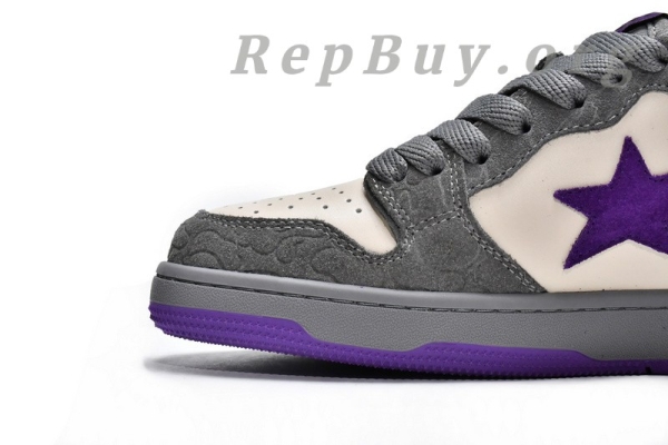 A Bathing Ape Court Sta Mist Grey Royal Purple 1G70-191-032 - Image 11