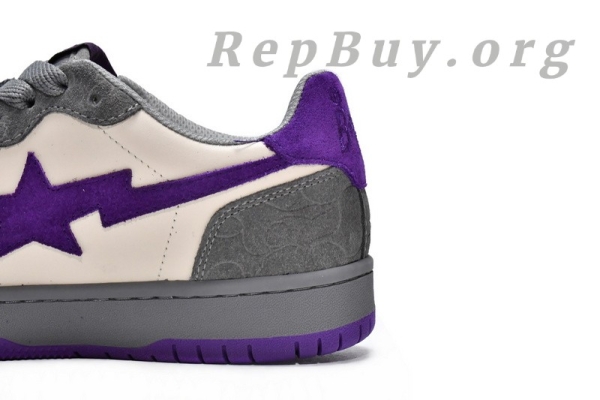 A Bathing Ape Court Sta Mist Grey Royal Purple 1G70-191-032 - Image 12