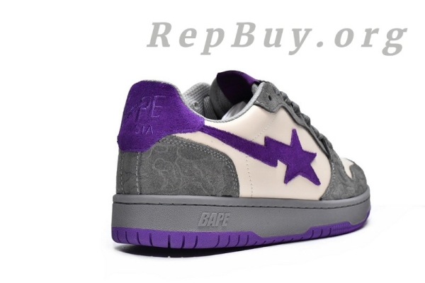 A Bathing Ape Court Sta Mist Grey Royal Purple 1G70-191-032 - Image 13