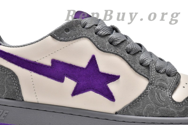 A Bathing Ape Court Sta Mist Grey Royal Purple 1G70-191-032 - Image 14