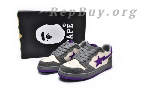 A Bathing Ape Court Sta Mist Grey Royal Purple 1G70-191-032 - Image 22