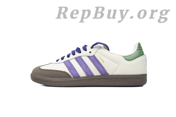 Adidas Samba OG replica, high quality Adidas Samba copy, best fake Adidas shoes, Off White Core Purple Green Brown ID8349, premium replica sneakers, 1:1 Adidas Samba, top tier rep shoes, Adidas Samba OG dupes, luxury replica footwear, perfect Adidas clones