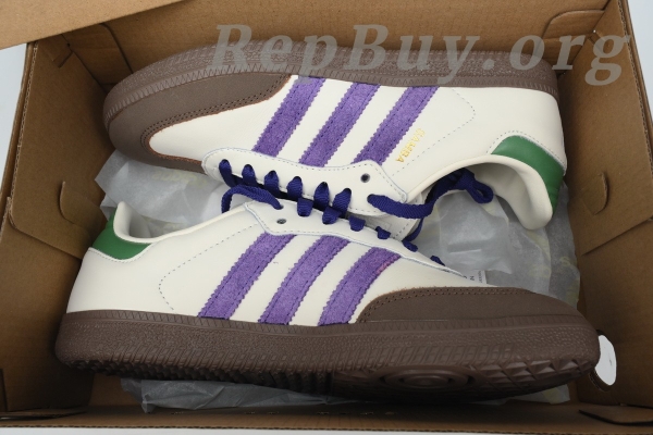 Adidas Samba OG replica, high quality Adidas Samba copy, best fake Adidas shoes, Off White Core Purple Green Brown ID8349, premium replica sneakers, 1:1 Adidas Samba, top tier rep shoes, Adidas Samba OG dupes, luxury replica footwear, perfect Adidas clones