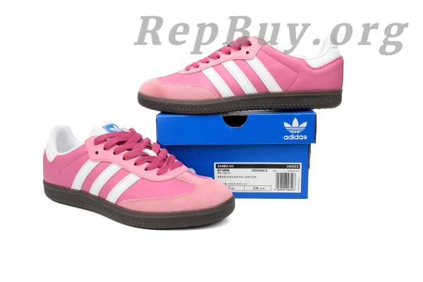 Adidas Samba OG Pink White B75806, high quality replica Adidas Samba, best replica sneakers, 1:1 copy Adidas shoes, perfect clone Samba OG, top tier rep sneakers, premium fake Adidas, luxury replica shoes, exact copy B75806, indistinguishable Samba Pink White