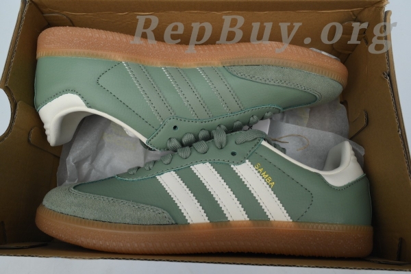 Adidas Samba OG Silver Green IE7011, high quality replica Adidas Samba, best copy Adidas shoes, 1:1 replica Samba OG, perfect imitation Adidas, top tier rep sneakers, premium replica shoes, Adidas Samba OG copy, Silver Green IE7011 replica, sneaker replica store