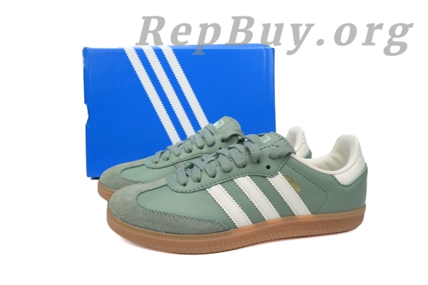 Adidas Samba OG Silver Green IE7011, high quality replica Adidas Samba, best copy Adidas shoes, 1:1 replica Samba OG, perfect imitation Adidas, top tier rep sneakers, premium replica shoes, Adidas Samba OG copy, Silver Green IE7011 replica, sneaker replica store