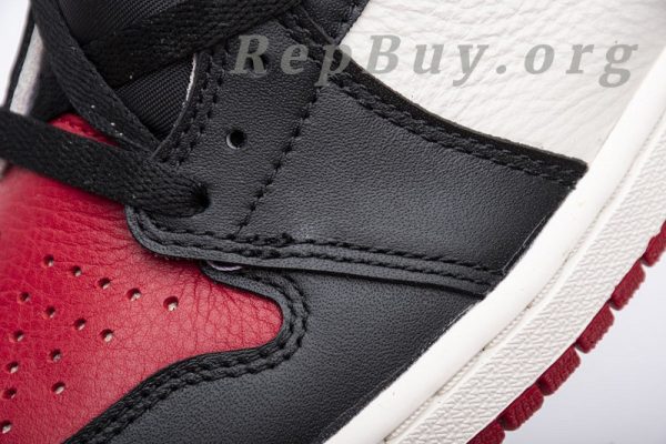 Top Version Air Jordan 1 Retro High Bred Toe 555088-610 - 图片 10