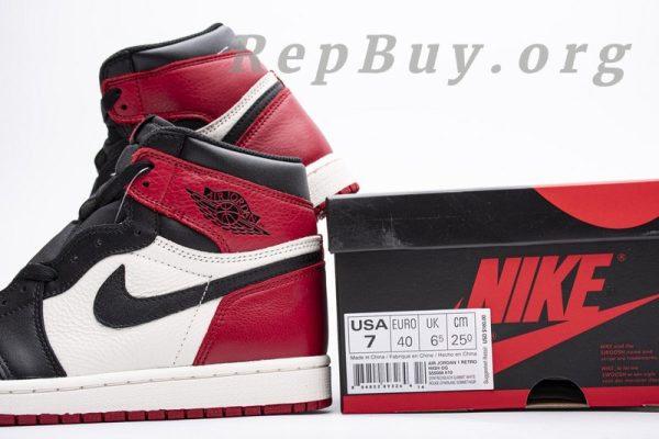 Top Version Air Jordan 1 Retro High Bred Toe 555088-610 - 图片 16