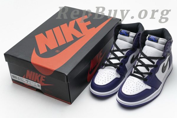 Top Version Air Jordan 1 Retro High Court Purple White 555088-500 - Image 19